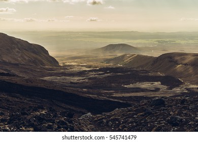 Top view  from the mountain at the sunset 