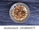 Top view of a muesli with insects