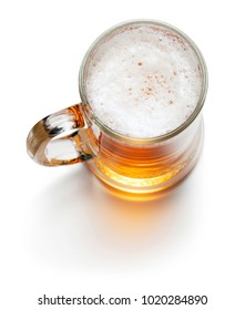 Top View Of Mug Of Beer Isolated On White Background