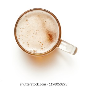 Top View Of Mug Of Beer Isolated On White Background