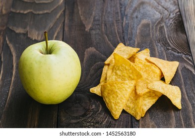 Top View Nachos Vs Apple