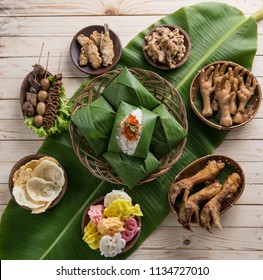 Top View Of Nasi Angkringan Or Nasi Kucing. Indonesian Traditional Food