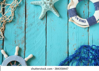 top view nautical concept with nautical life style objects
 - Shutterstock ID 384358447
