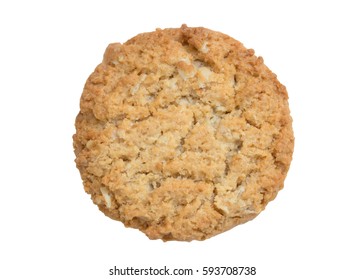 Top View Of Oat Cookie Isolated White Background