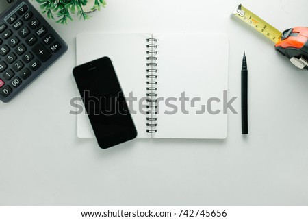 Top View Office Desk Black Smartphonecalculator Stock Photo Edit