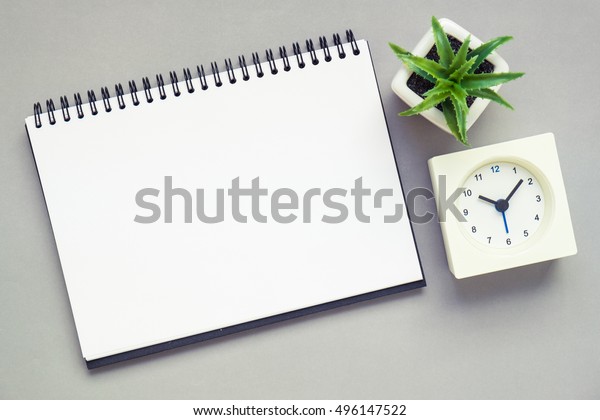 Top View Office Desk Table Open Stock Photo Edit Now 496147522