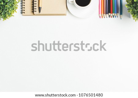 Similar – Image, Stock Photo white writing pad with text free space on desk