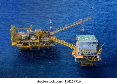 Top view offshore oil rig platform