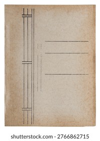 top view of old document folder on white