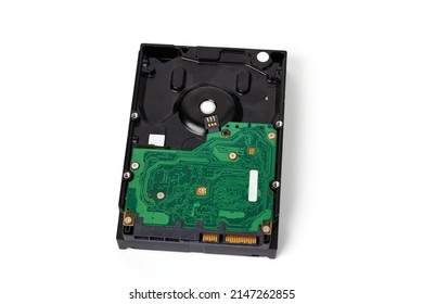 Top view of old hard disk (HDD) for PC are no longer used isolated on white background.