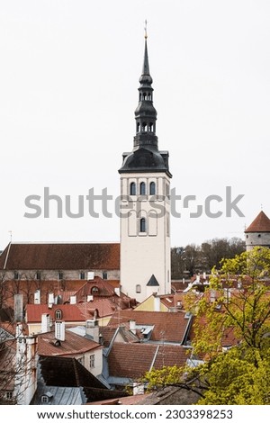 Top view of old Tallinn, Estonia. Medieval city of Europe. View of Tallinn from the observation deck.Travel, tourism. Vertical
