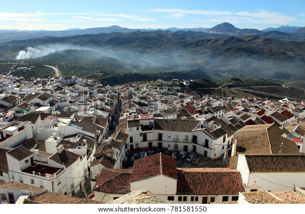Top view of Olvera from the tower of the old arab\
fortress/ Andalucia, Spain
