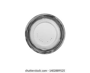 The Top View On The Empty Glass Jar Isolated On A White Background