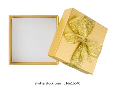 Top View Of Open Gift Box Isolated On White Background
