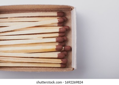 Top View Of Open Matchbox Empty Box Isolated On White Background