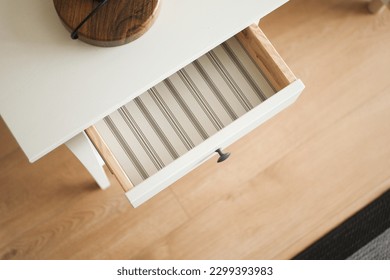 top view of a opened empty drawer