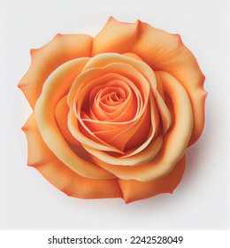 Top view of Orange Rose flower on a white background, perfect for representing the theme of Valentine's Day. - Powered by Shutterstock