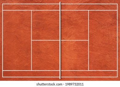 Top view of outdoor brown tennis ground court in public park. - Powered by Shutterstock