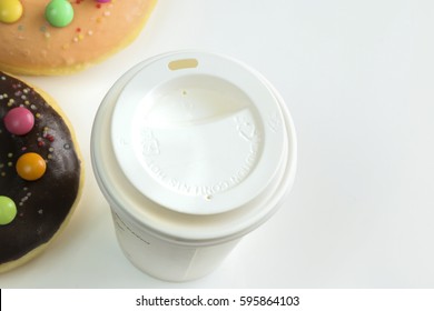 Top View Of Paper Coffee Cup For Take Home.