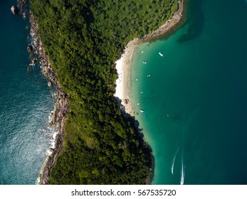 Top View Of A Paradise Island In Sao Sebastiao, Brazil