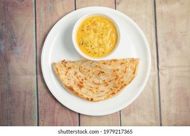 Top View Of Parotta With Kurma