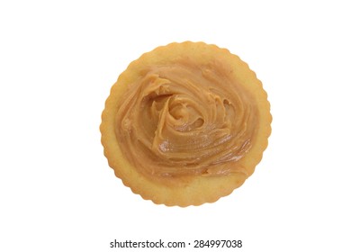 Top View Peanut Butter On Cracker