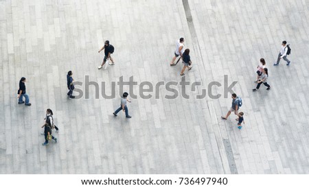 top view of people walk on business pedestrian street in city