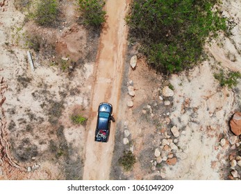 Top View Pick Up Truck Off Road With Load Bike