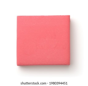 Top view of pink kneaded art eraser Isolated on white