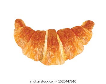 Top view of plain croissant on white background. 