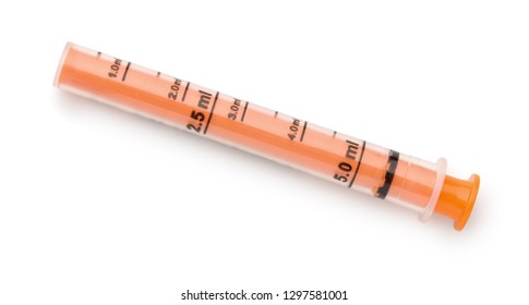 Top View Of Plastic Oral Medicine Syringe Isolated On White