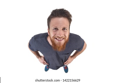 Top View Portrait Of A Man On  White