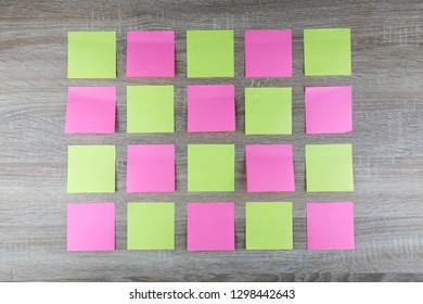 Top View Post Its On Wood Desk