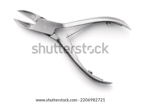 Top view of professional nail clippers isolated on white Foto d'archivio © 