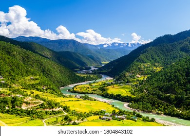 Top View Of Punakha River 