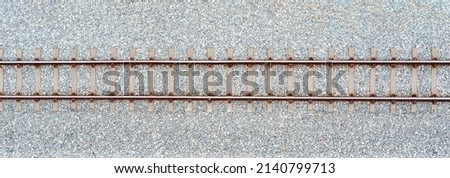 Top view of railroad tracks. Banner panorama background