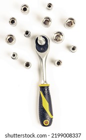 Top View, Ratchet Wrench And Socket Set