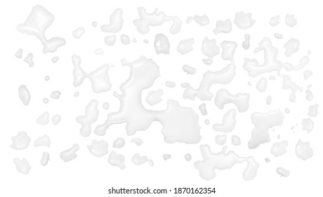 top view, real spilled water drop on the floor isolated with clipping path on white background.