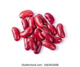 Top View Of Red Beans Isolated On The White Background. Top View