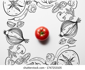 野菜 イラスト モノクロ の写真素材 画像 写真 Shutterstock