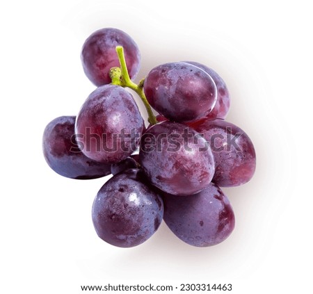 top view red grape fruit isolated on white background