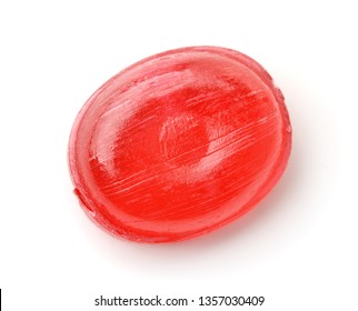 Top View Of Red Hard Candy Isolated On White