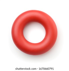 Top View Of Red Rubber Ring Carpal Expander Isolated On White