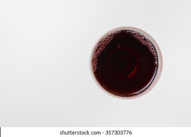 Top View Of Red Wine Glass With Clipping Path