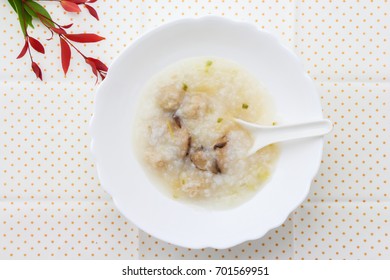  Top View Rice Porridge With Pork And Shiitake