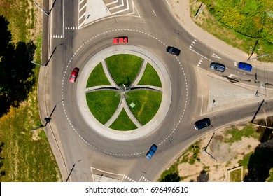 Top View Of The Road With A Circular Motion.