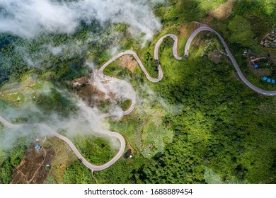 Top View Road Mountain Cloud Phu Tub Berk Petchabun 