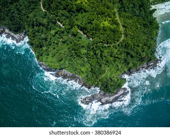 Top View Of Rocks In Camburi Beach, Sao Paulo, Brazil