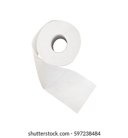 top view roll of toilet paper isolated on white background