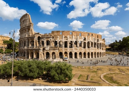 Top view of the ruins of the Colosseum. Rome, Italy